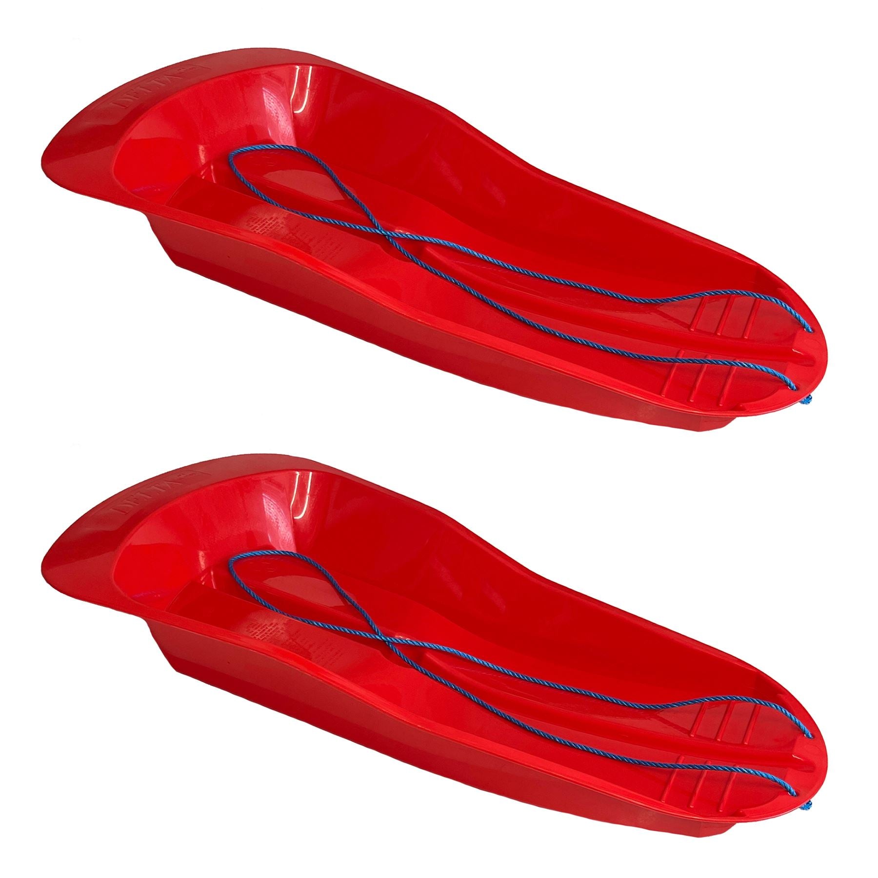 2 Red  Plastic Heavy Duty Outdoor Snow Sledge Toboggan Sleigh Bobsleigh