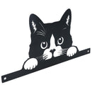 Black Metal Peeking Cat Silhouette with Fixing Plate Garden Ornament Gift