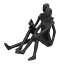 Couple Reading Silhouette Figurine Statue House Decor Ornament Cast Iron Home