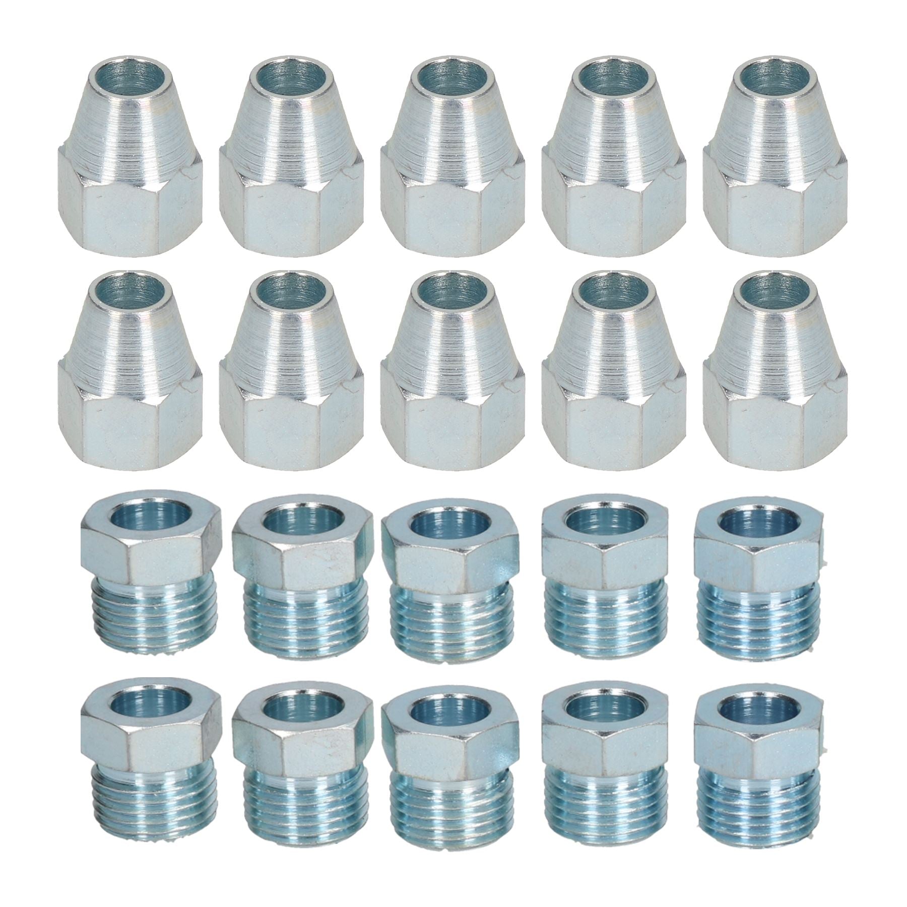 5/8 Zoll x 18 UNF Bremsleitungsverschraubungen aus Stahl, männlich und weiblich, für 3/8 Zoll Rohr, 20er-Pack