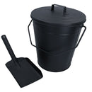 Coal Bucket With Lid & 5" Shovel Metal Ash Tidy Bin Coal Carrier Fire Log Burner