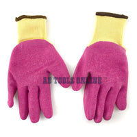 7" Builders Protective Gardening DIY Latex Rubber Coated Work Gloves Pink x 5