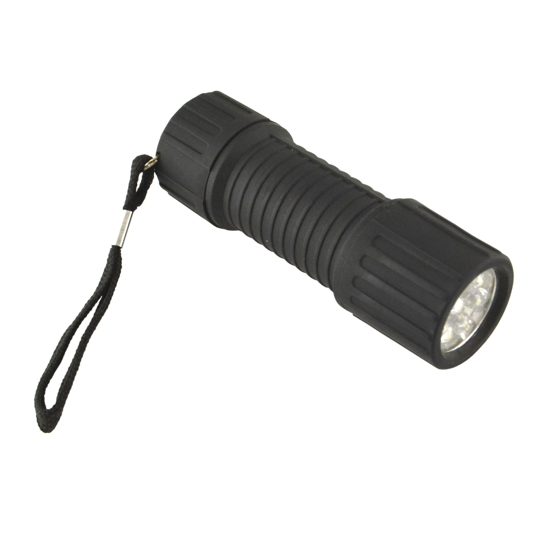9 LED Black Torch Light Mini Flashlight Camping Hiking Rubber Case TE830