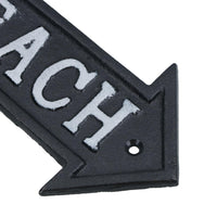 Beach Arrow Sign Cast Iron Sign Plaque Wall Door Fence Gate Post House Garden