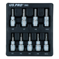 Long and Short Hex / Allen Key Socket Bit Set 3/8" dr H2 - H10 mm