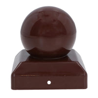 Metal Fence Post Caps Round / Ball 100mm x 100mm Protector Cover Brown