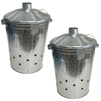 Large Galvanised Incinerator Bin + Lid Garden Rubbish Leaf Waste Burner