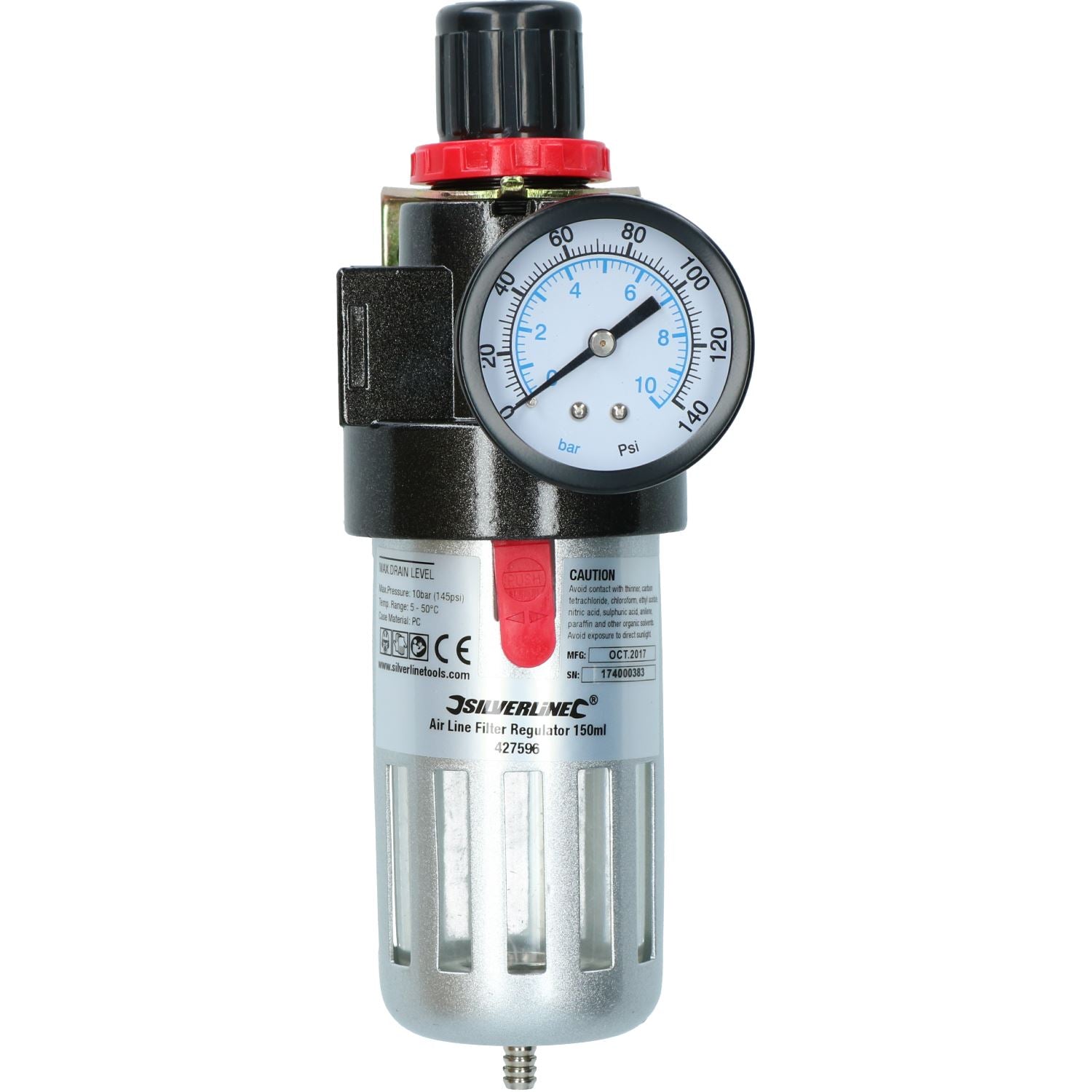 Air Line Pressure Regulator Water Trap 1/4 BSP Air Compressor Sil110