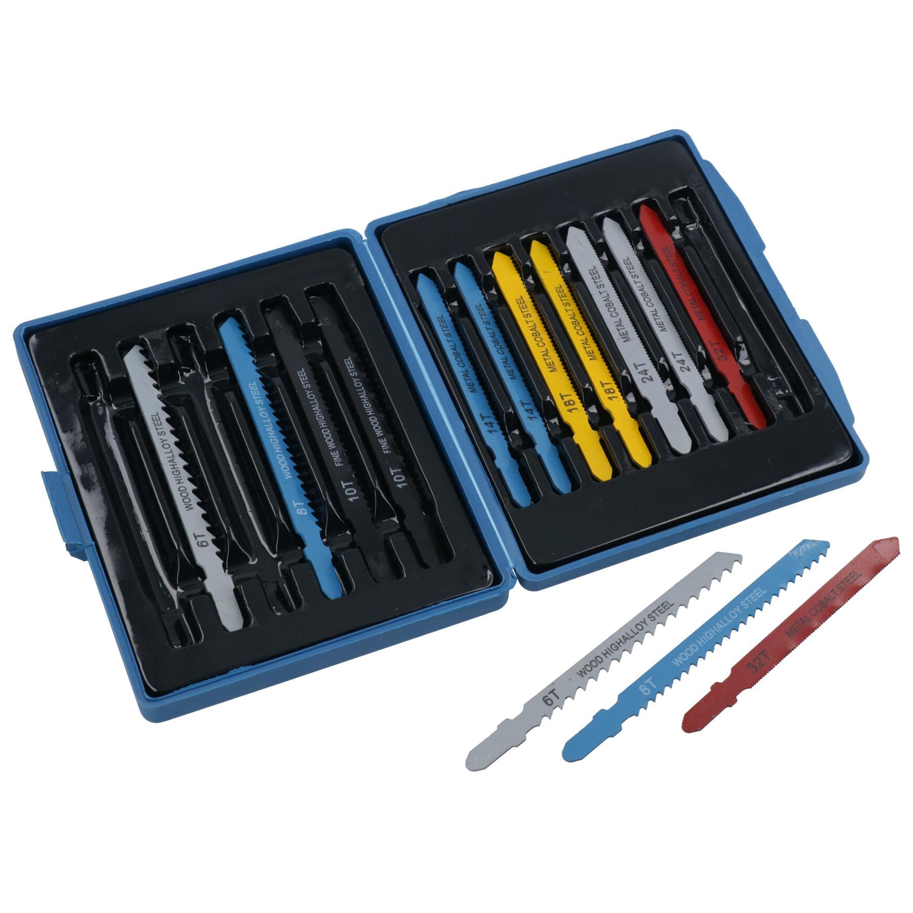 Jeu de 14 lames de scie sauteuse à tige en T pour métal, plastique, bois, TE750