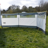 3 Panel Steel Pole Windbreak Shelter 1.4m by 5m Grey Window Screen Folding