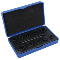 10pc Nut Style Bolt Twist Socket / Wheel Lock Nut Remover / Extractor Set AT027
