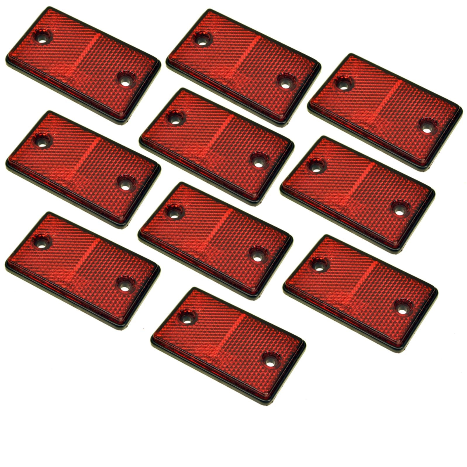 Lot de 10 réflecteurs arrière rectangulaires rouges pour clôture de remorque TR074