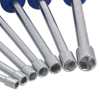 Lot de 7 tournevis à écrous hexagonaux extra longs métriques avec douilles rotatives de 5 à 13 mm à poignée souple