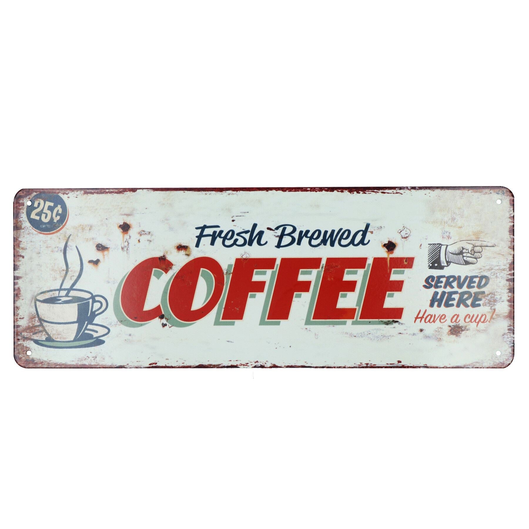 Plaque métallique rétro à suspendre avec inscription « Coffee Served Here » - Cadeau pour la maison ou la boutique - 36 x 13 cm