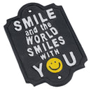 Schild „World Smiles With You“ aus Gusseisen, für Garten, Haus, Wand, Tür