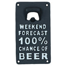 Weekend Forecast Beer Bottle Opener Cast Iron Sign Gift Garage Door Shed Bar
