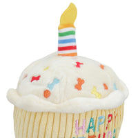 Joyeux anniversaire Cupcake jaune en peluche pour chien avec couinement pour chien