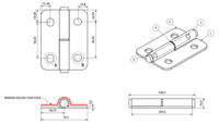 Stainless Steel Lift Off Leaf Hinges Left 76x100mm Heavy Duty Door Hatch