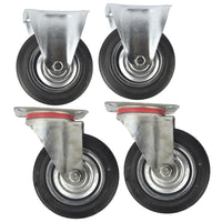 6" (150mm) Rubber Fixed and Swivel Castor Wheel Trolley Caster (4Pack) CST09_010