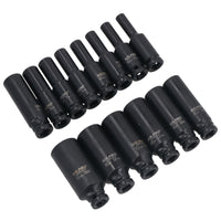 1/4" Drive Deep Metric Impact Sockets 6 Sided 14pc 4mm - 15mm U S Pro Tools