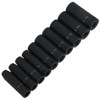 Douilles à chocs métriques profondes à entraînement 1/2" à six pans simples 10 mm - 24 mm 10 pièces