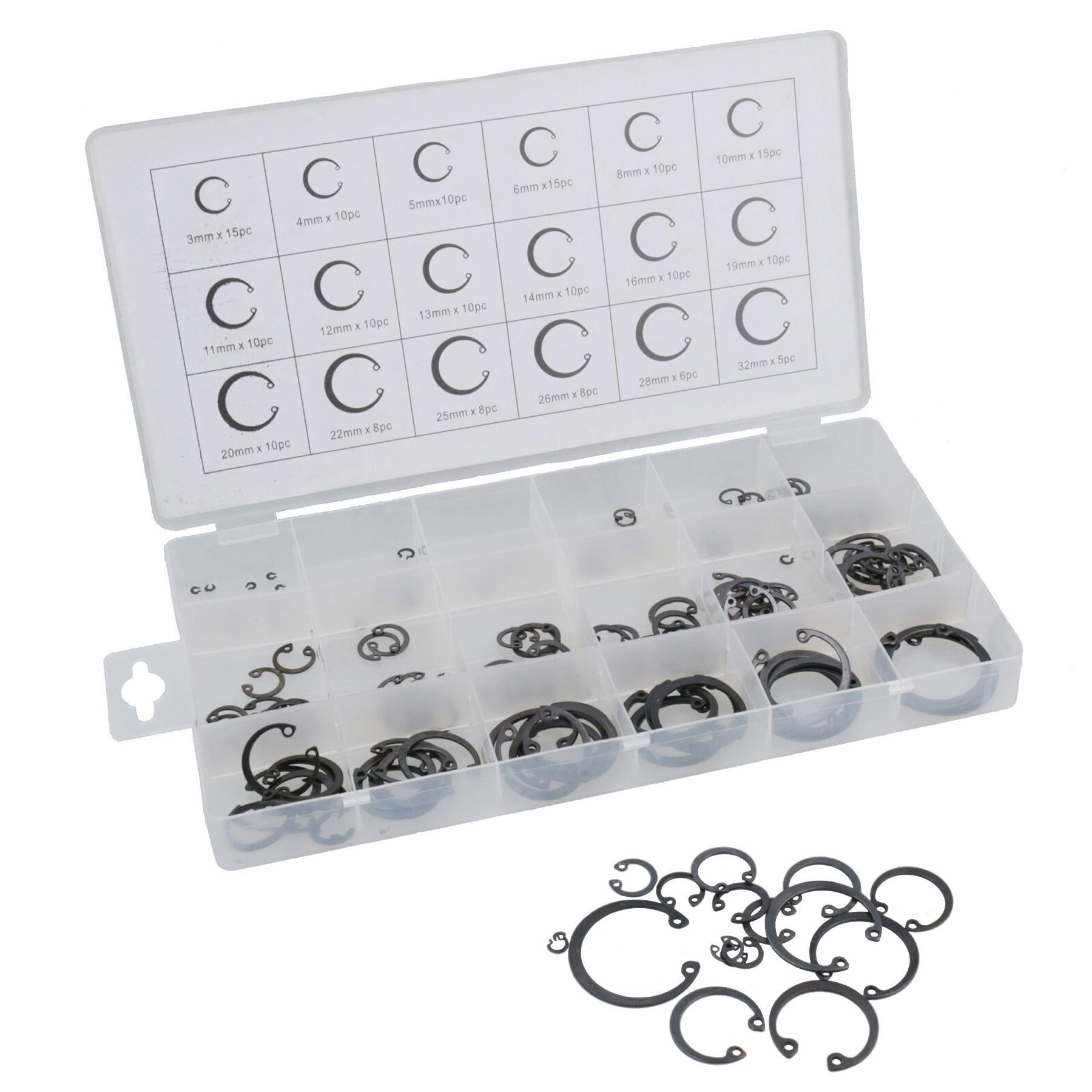 Assortiment de circlips externes / anneaux de retenue à pression 300 pièces AST01