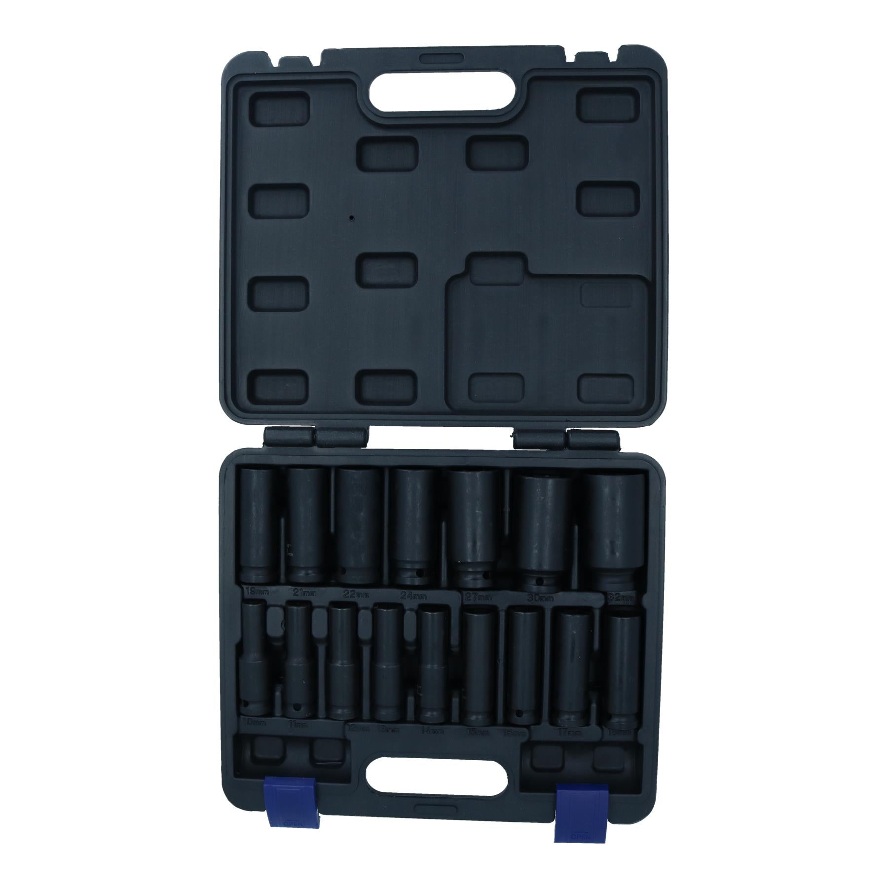 16pc 1/2" Dr 6 Point European Deep Impact Socket Set 10 - 32mm US PRO AT468