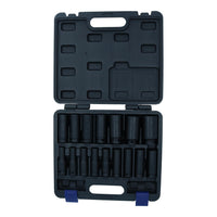 16pc 1/2" Dr 6 Point European Deep Impact Socket Set 10 - 32mm US PRO AT468