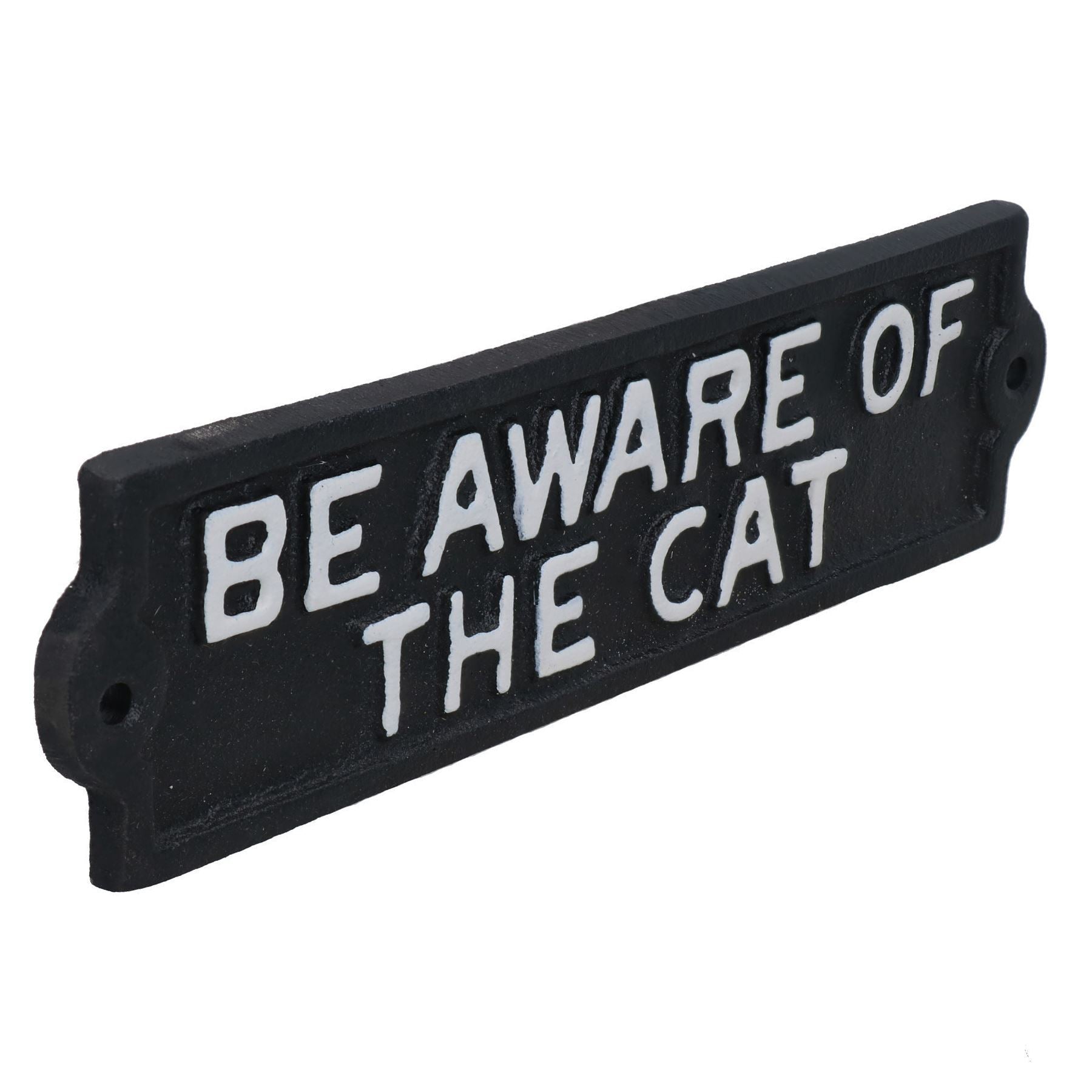 Be Aware Of The Cat Sign Plaque Cast Iron Garden House Wall Fence Gate Door