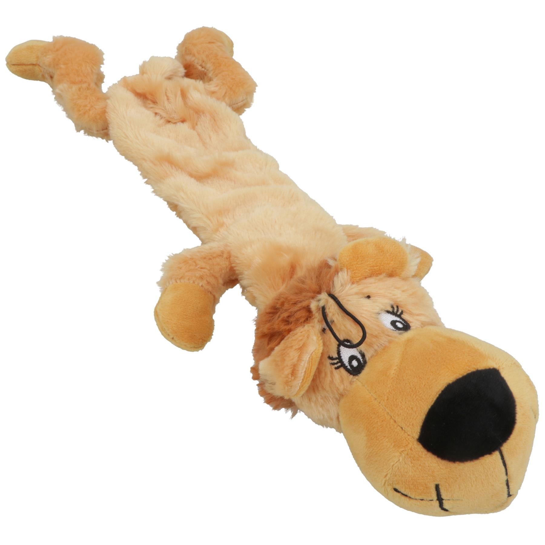 Plush Super Soft Unstuffed Wild Crinkler Lion Dog Toy With Squeak 60x14x9cm