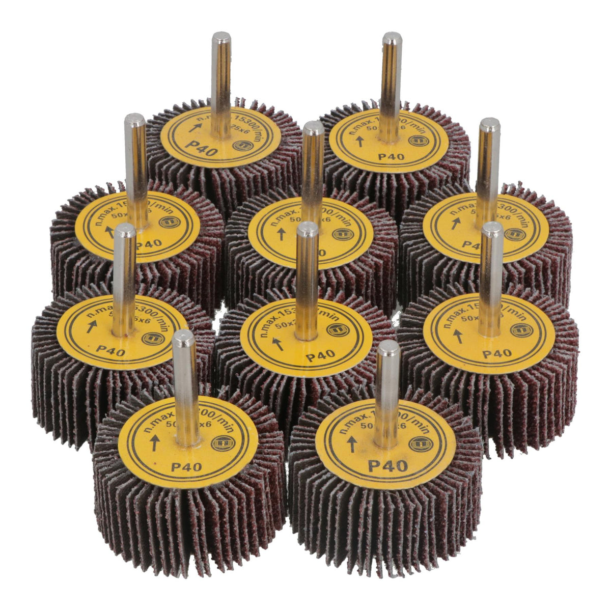 50mm 40 Grit Abrasive Flap Wheel Discs Sanding Rust Removal 6mm Shank