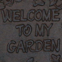 Willkommen in meinem Garten, Gusseisen Schild, Türschild, Wandschild, Haustor, Zaun