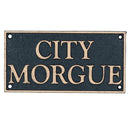 City Morgue Cast Iron Sign Plaque Door Wall House Gate Mortuary Funeral Home