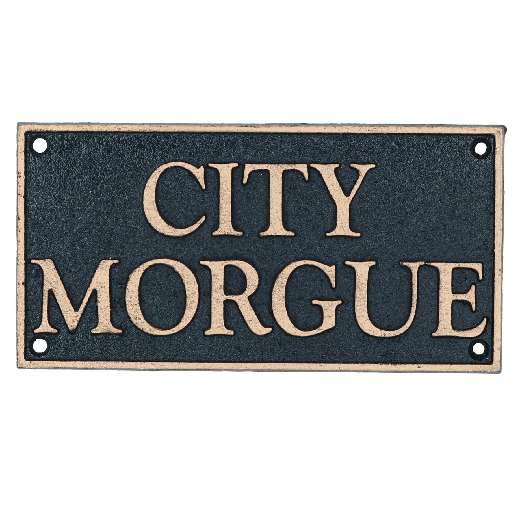 City Morgue Cast Iron Sign Plaque Door Wall House Gate Mortuary Funeral Home