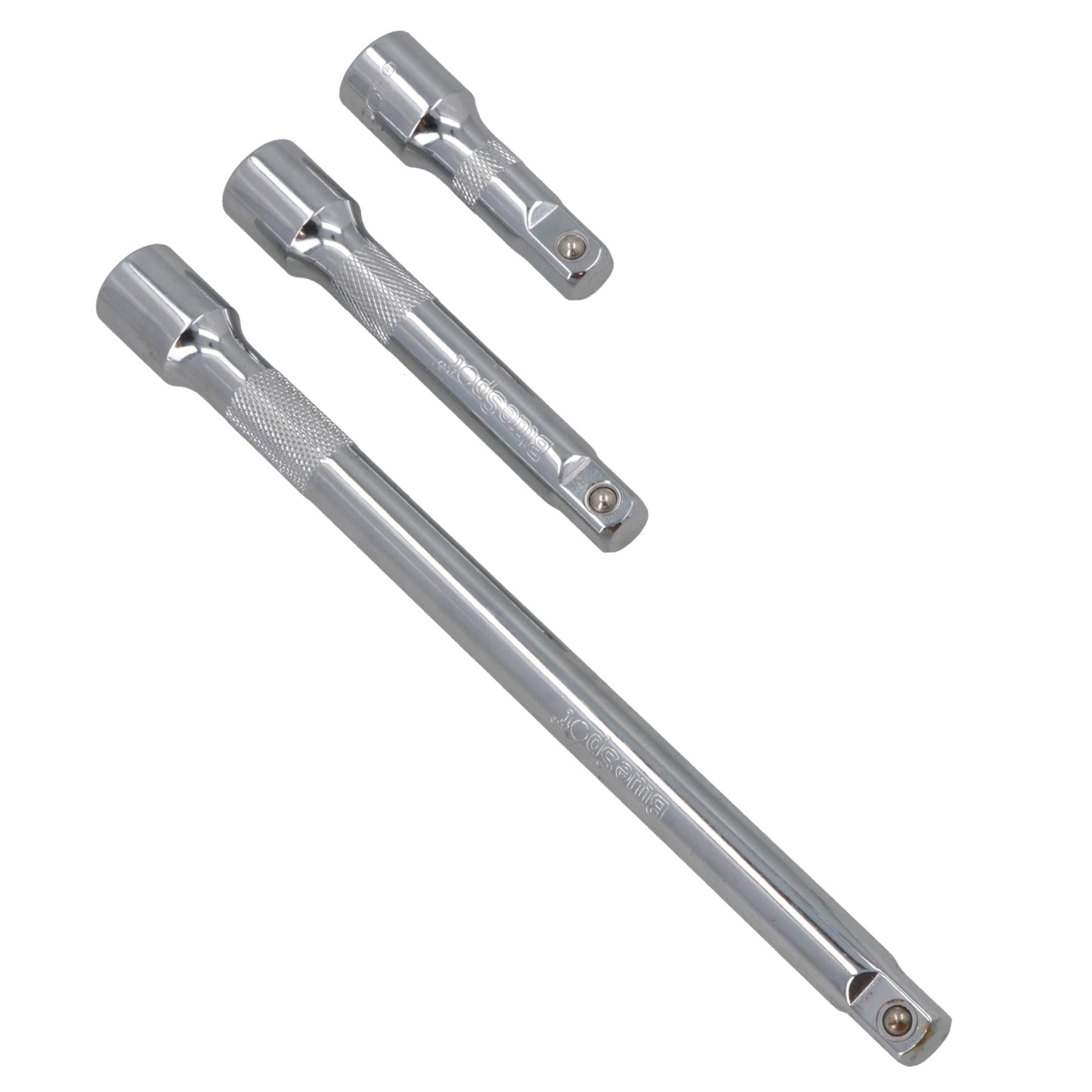 Jeu de 9 rallonges de douilles droites 1/4" 3/8" 1/2" 75 mm 125 mm 250 mm