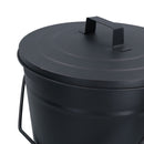 Coal Bucket & Lid Black Metal Ash Tidy Bin Coal Carrier Fire Log Burner Kindling