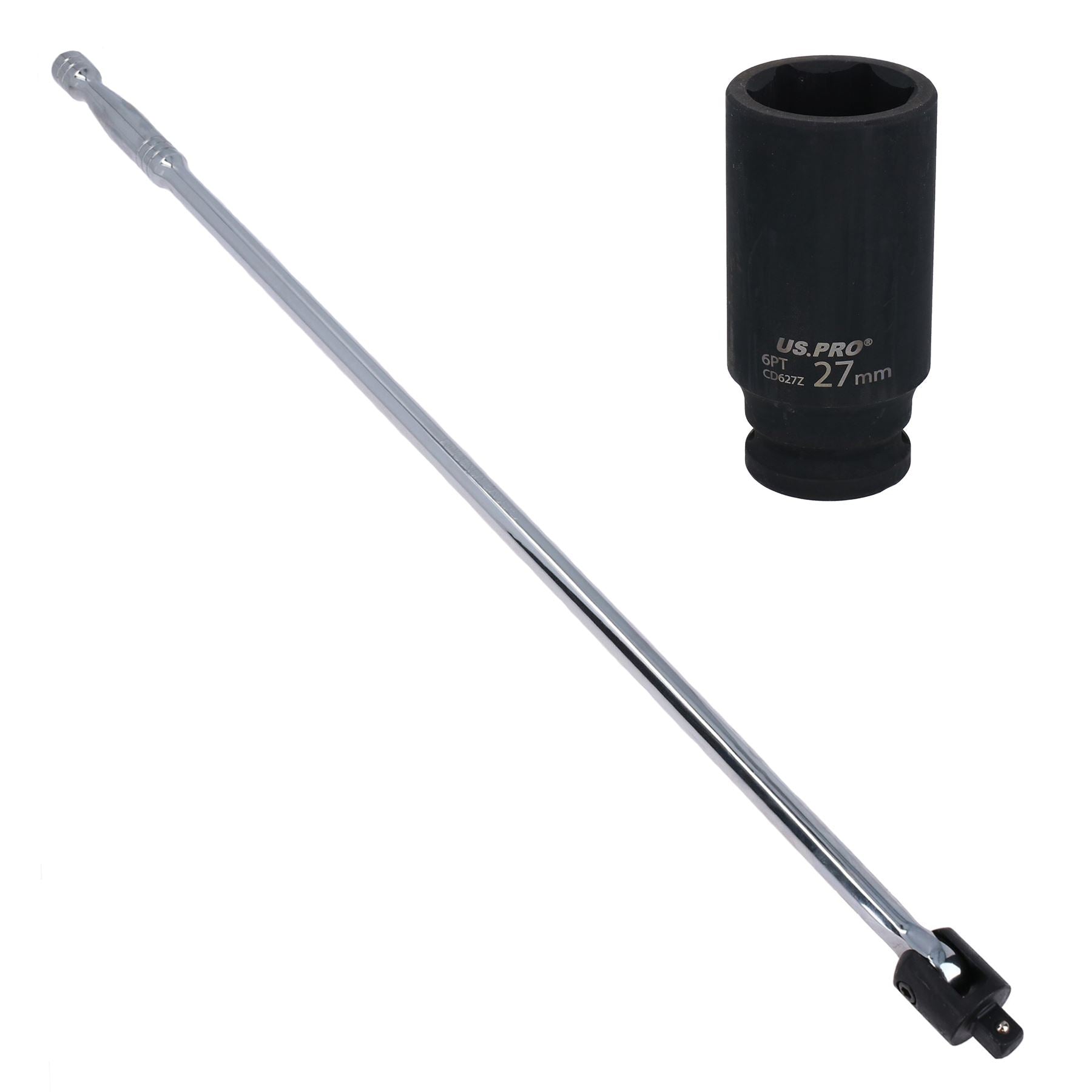 1/2" Drive Breaker Power Bar 30” Long + 27mm Deep Impact Wheel Nut Socket