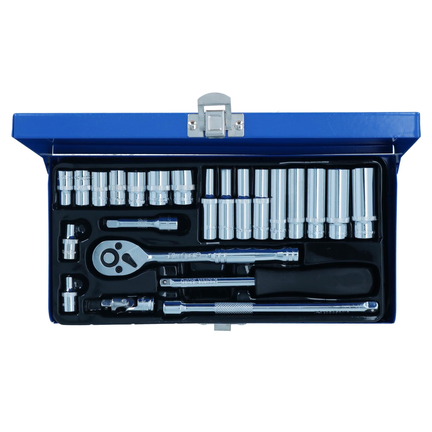 Professioneller Steckschlüsselsatz tief und flach, 1/4"-Antrieb, metrisch, 24-teilig, 4 mm – 13 mm