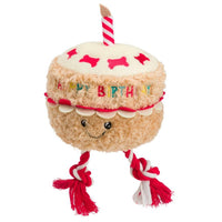 Happy Birthday Cake Plush Rope Dog Play Toy With Squeak Dog Puppy Gift