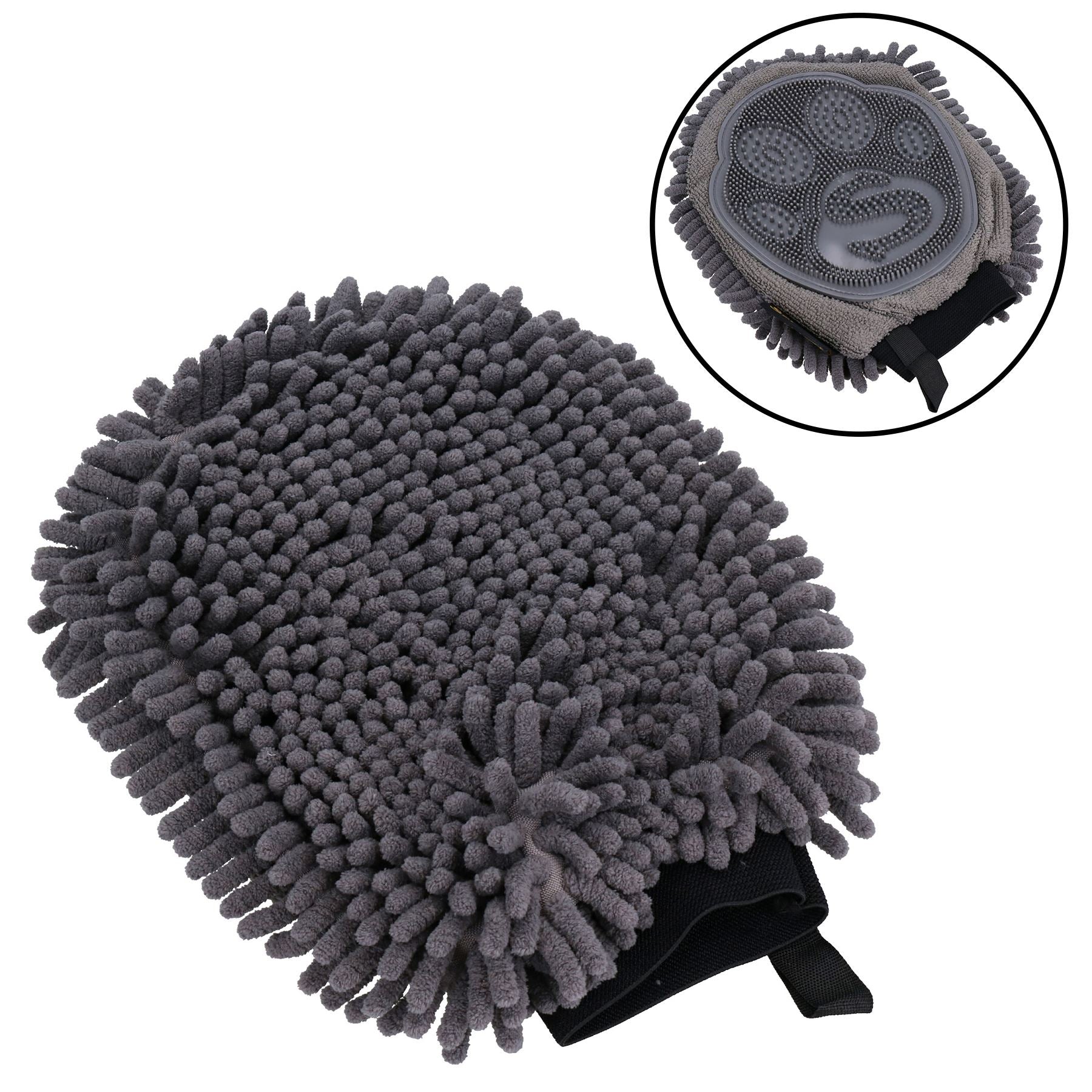 1x Grey 2 in 1 Noodle Drying Grooming Mitt One Size Fits All Muddy Wet Dog Puppy