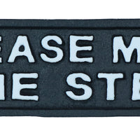 Please Mind The Step Cast Iron Sign Plaque Black Garden Garage Safety Work