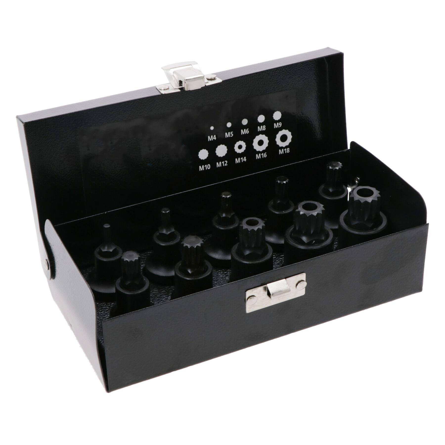 1/2in Drive Spline Triple Square Male Tamper Shallow Impact Sockets M4 – M18 10pc