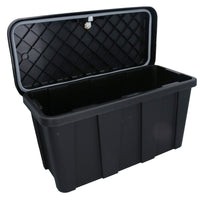 Small Trailer Plastic Lockable Tool Box Chest Locker Storage + Under Body Fixing Kit
