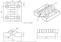 Black Polyamide Hinge Reinforced Plastic 48x49mm Italian Made Industrial Quality