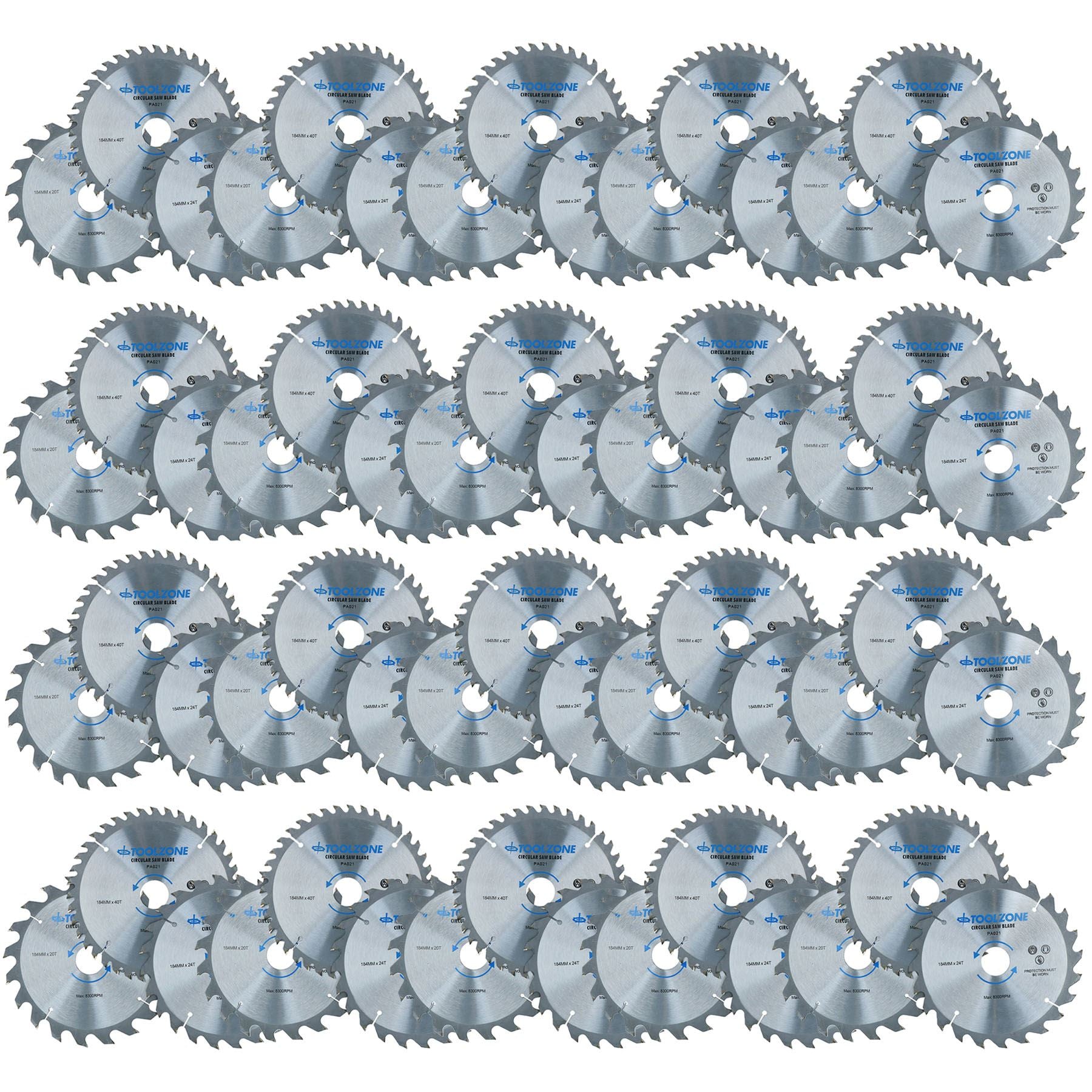 Lames de scie circulaire TCT 184 mm, grossières – fines, 20, 24, 40 dents + bagues d'adaptation