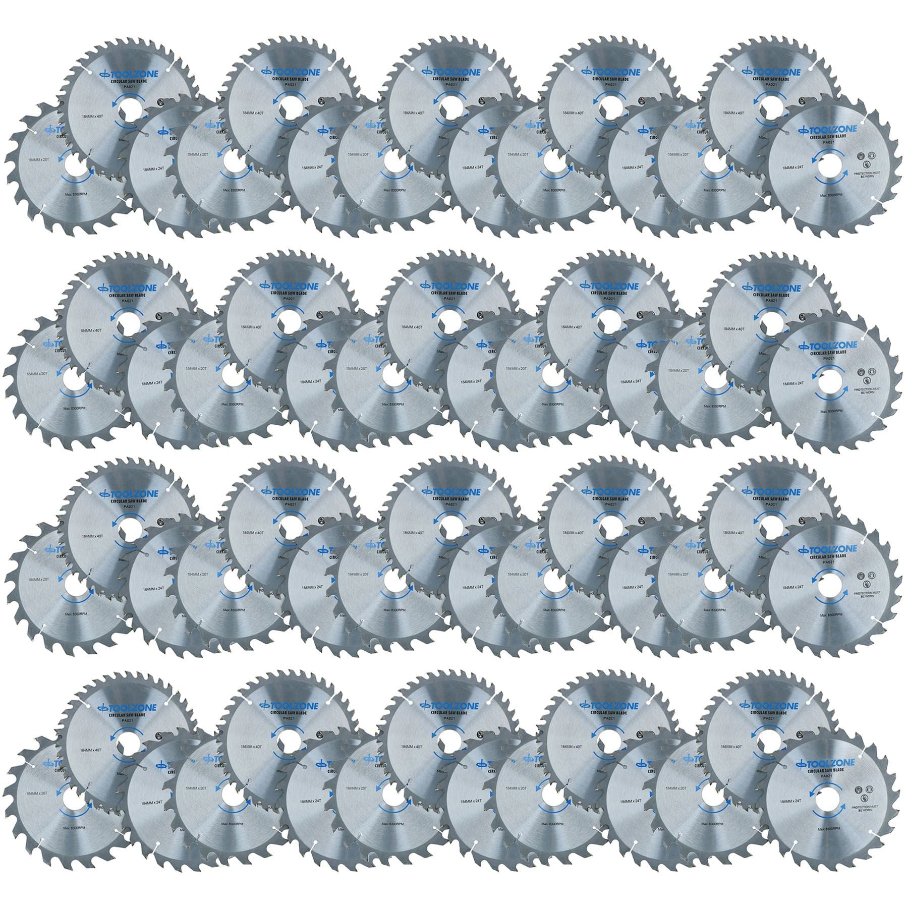 184mm TCT Circular Saw Blades Coarse – Fine 20 24 40 Teeth + Adaptor Rings
