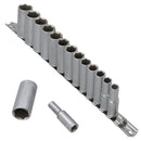 15pc 3/8" dr Deep Reach CRV Sockets On Rail 8-22mm Hex 6 Point Metric TE917