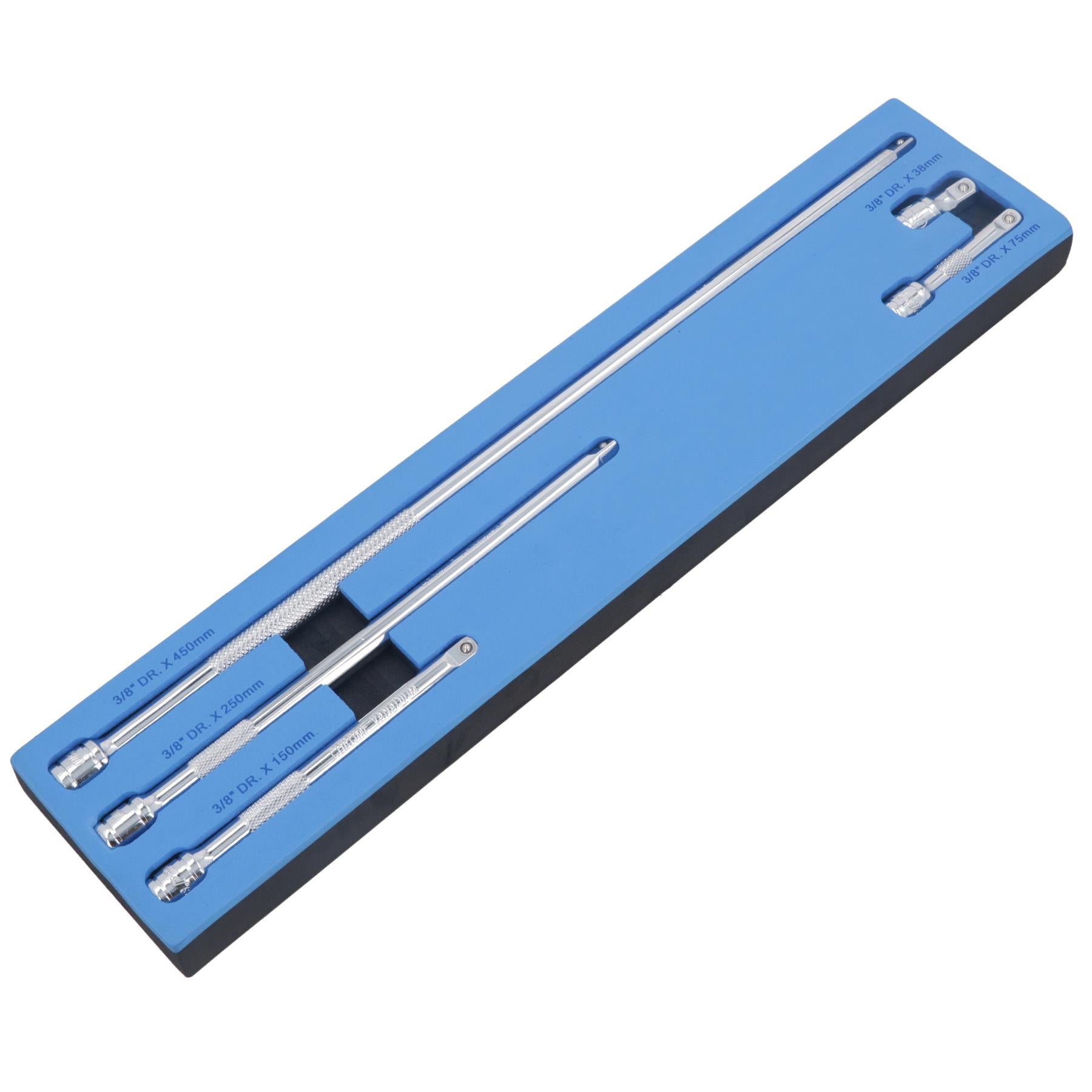 3/8 Zoll Antrieb, gerade Stecknuss-Verlängerungsstangen-Satz, extra lang, 38 mm - 400 mm, 5-tlg.