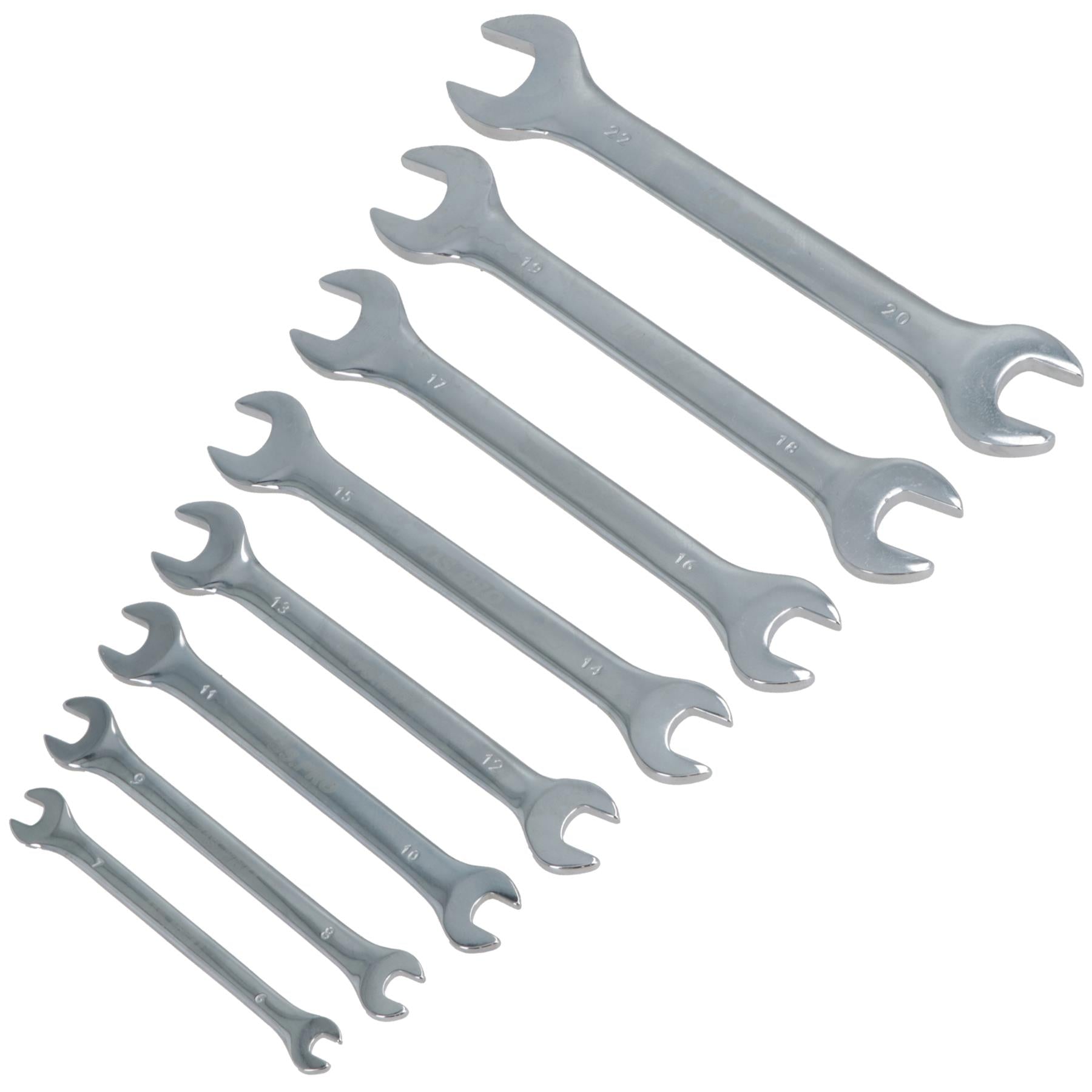 Double Ended Open Metric Spanner Set 6mm - 22mm 8pc 16 Sizes Bergen