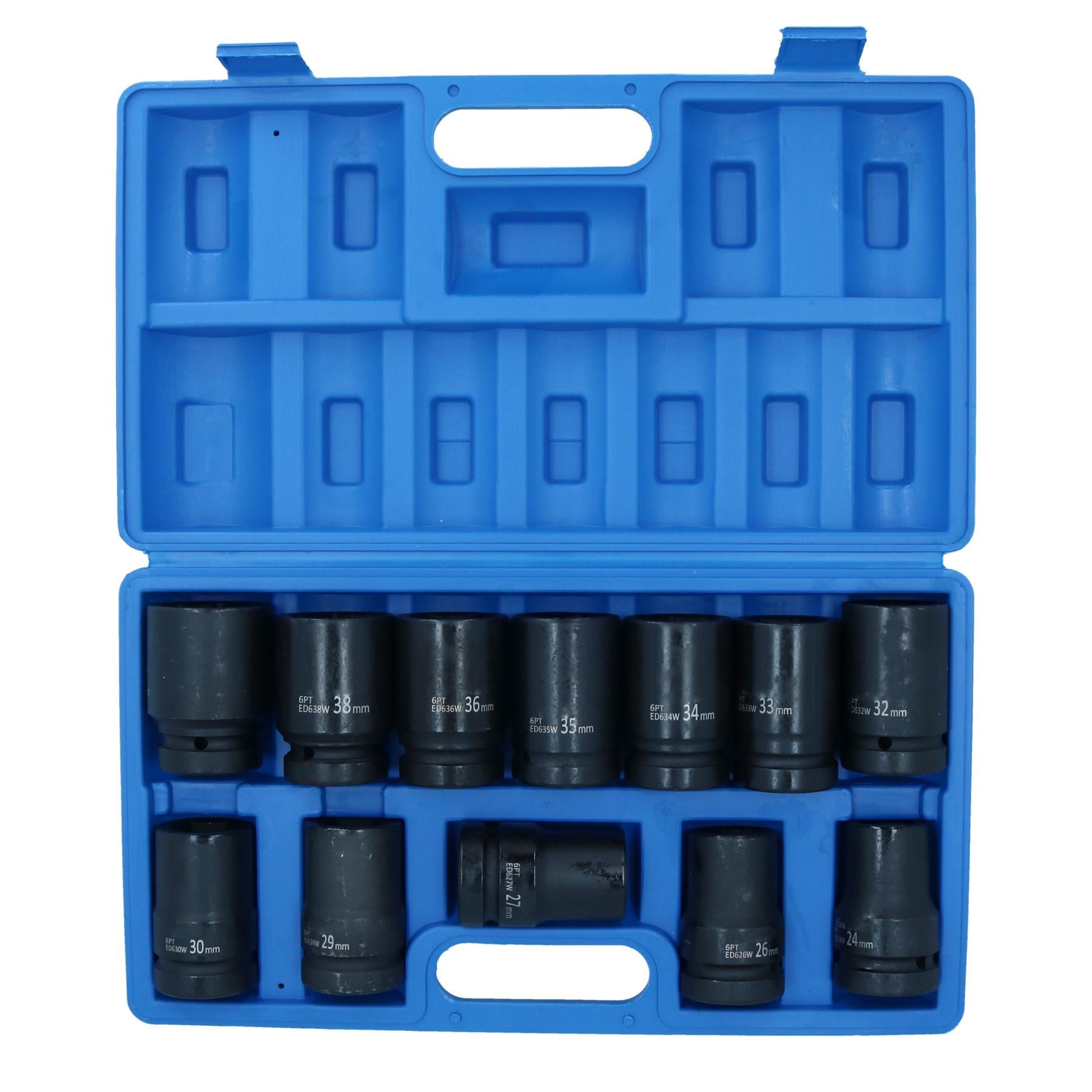 Douilles métriques doubles profondes à entraînement de 1 po, 6 pans simples, 24 mm - 41 mm, 12 pièces